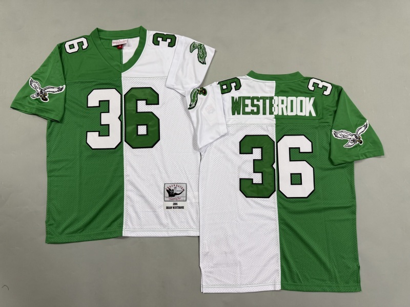 Men 2025 Philadelphia Eagles #36 Westbrook green white Throwback Limited NFL Jersey style 001